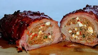 Gefülltes Kalbsfilet im Baconmatel vom Borniak