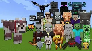 Wolf with Armadillo Armor vs Every mob in Minecraft (Java Edition) snapshot 23w51b
