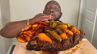 JAMAICAN COOKING-HUGE BROWN STEW TILAPIA FISH| MUKBANG EATING SHOW!