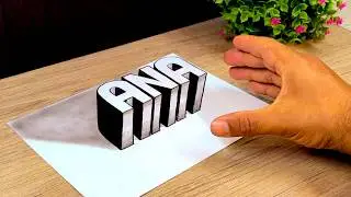 3D Drawing 🔥 How to Draw 3D LETTERS Name ANA with Depth Effect