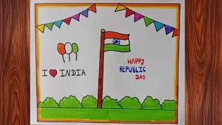 Very Easy Republic Day Drawing/Republic Day Poster Drawing/ Happy Republic Day Drawing/ Indian Flag 