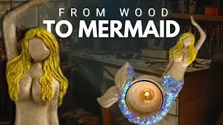 Whittling a Wooden Mermaid Candle Holder | Full Carving Process 