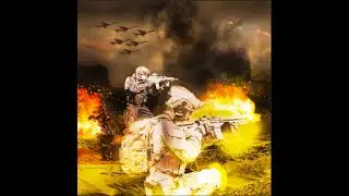 The army force photo Manipulation photoshop airplane, fire, smoke,. light image slow art Battle indi