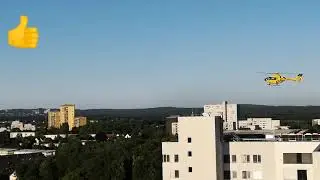 Helicopter Hospital Hubschrauber Krankenhaus Helikopter Hastahaneye bir iniyor bir kalkıyor