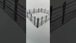 Farm Fence || 02 points perspective 🙂 #drawing #art #viral #pencildrawing