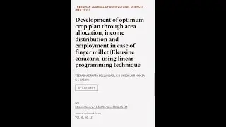 Development of optimum crop plan through area allocation, income distribution and emp... | RTCL.TV