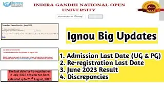 Ignou June 2023 Result Declared Admission Last Date Admission Not Confirm | Mister Ignou #ignou