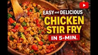 Healthy, Easy & Delicious Chicken Stir Fry with plain white rice in 5 Minutes