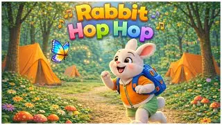 Happy Rabbit Exploring Campsite 🐰 | Rabbit Hop Hop to find some carrots 🌲🐰✨