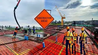2ND Floor Pour Concrete Site | Technique How To Pour Concrete 2ND Floor Work Construction 