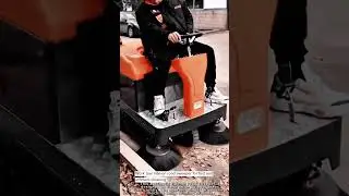 Work tool ride-on road sweeper for fast and efficient cleaning