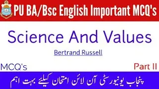 Science and Values mcqs | BA/Bsc Important Mcqs for online exam Punjab University