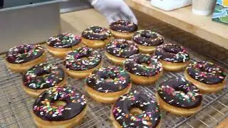 food technology factory, Donuts Making production, automated food factory, high-tech food factory.