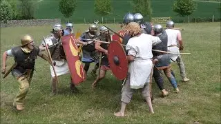 Roman vs Anglo Saxon reenactor combat - Battle for Britannia 2025 - Butser Ancient Farm