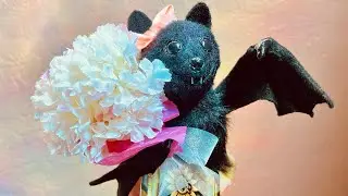 Handmade posable art doll bat