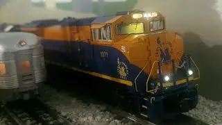 NS 1071 (Jersey Central lines) Heritage Unit leads NS 171 with a K5LLA horn salute, O scale.