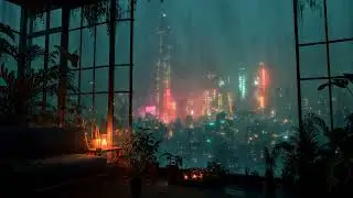 Skyline Afterhours - Cozy Apartment View of the Rainy City | Evening Urban Ambience | 4K | 10 hours