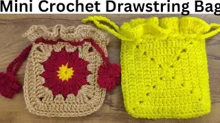 Mini Crochet Drawstring Bag for Sankranti | Granny Square Bag