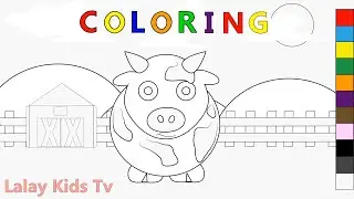 Cow Coloring Pages - Learn Colors with Farm Animal Coloring Pages for Kids - What Does A Cow Say?