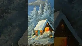 #shorts | how to paint moonlit winter scene #teaser #art #painting #acrylic #snow #landscape