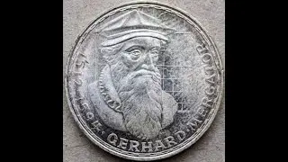 1969 Germany Federal Rep. 375thAnniversary - Death of Gerhard Mercator 5M Silver 西ドイツ 5マルク 銀貨