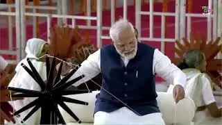 PM Modi Spins Charkha At Khadi Utsav