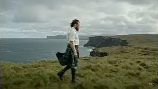 Scotsman Walking By Cliffs On History Visit To Coast Of Caithness Highlands Of Scotland