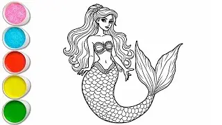Cute Mermaid Drawing for kids, Painting & Coloring for kids, Toddlers | Let's Draw Together