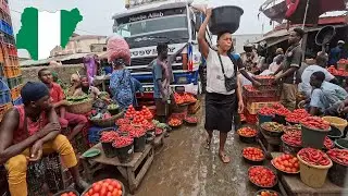 African Market Day In Ile Epo Lagos Nigeria - West Africa Walking Tour