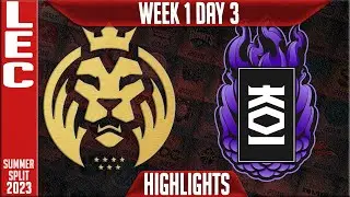 MAD vs KOI Highlights | LEC Summer 2023 W1D3 | MAD lions vs KOI