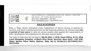 ECIL RECRUITMENT 2021 // DIRECT INTERVIEW