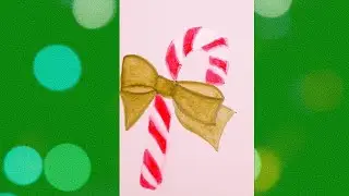 Акварель | Dessin canne de sucre d'orge | Карамельная трость| Drawing red candy can| Видео для детей