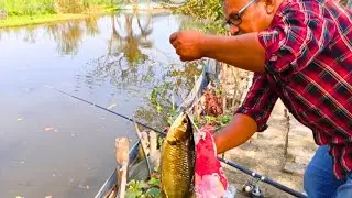 Village Pond Fishing | A Man Catching Fish with Hook