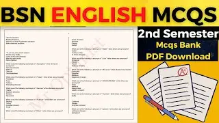 BSN English MCQs 3rd Semester | English MCQs 3rd Semester | BSN