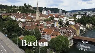 4K Bird's view of Baden AG, Switzerland