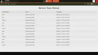 service team history view