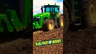 370 Hp Deere 8370R dragging 12 furrows double plough - Pure Power #foryou #viralvideo