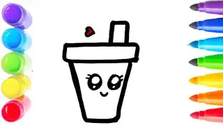 Cold Drink 🥤 Drawing, Colouring for kids, Drawing for kids, ⁠Easy Drawing for kids, ⁠‪ ⁠ ⁠ 