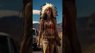 Beautiful badass Native American woman - AI Art