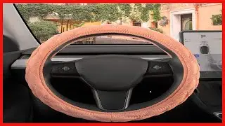 Carbella Coral Pink Stitched Leather Steering Wheel Cover for Women