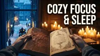 Cozy Winter Old Town Ambience - Warm Fireplace & Acoustic Guitar (3 Hours)