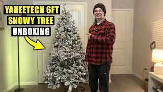 Unboxing & Setup of Yaheetech 6ft Snow Flocked Pre-Lit Tree
