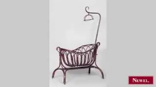 Antique Austrian bentwood large cradle on stand with canopy