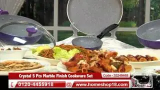 Homeshop18.com - Crystal 5 Pcs Marble Finish Cookware Set