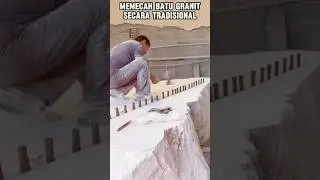 Memecah batu granit secara tradisional #granit #construction #trending