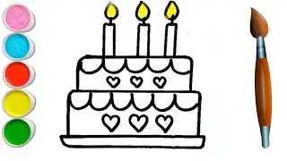 Cake drawing For kids | How to draw cake | Coloring & Painting | Toddlers | Kids Video #cake |