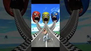 Franklin Vs Three Zombie Spiderman Heads In Indian Bike Driving 3D #shortsfeed