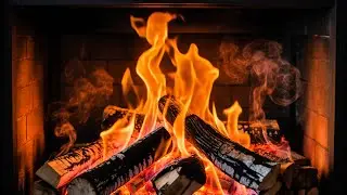 ❄️Slow Down & Feel Cozy with Warm Orange Fireplace Flames and Natural Wood Glow