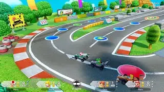Super Mario Party Jamboree #100 Roll 'em Raceway Toad vs Mario vs Peach vs Daisy