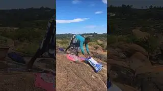 Washing & Sun Drying by the Waterfall 💦 | African Woman&rsquo;s Simple Tribal Life&rdquo;#shorts
